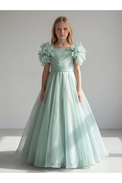 Zekids Κοριτσίστικο μακρύ βραδινό φόρεμα από τούλι με λεπτομέρεια στους ώμους...