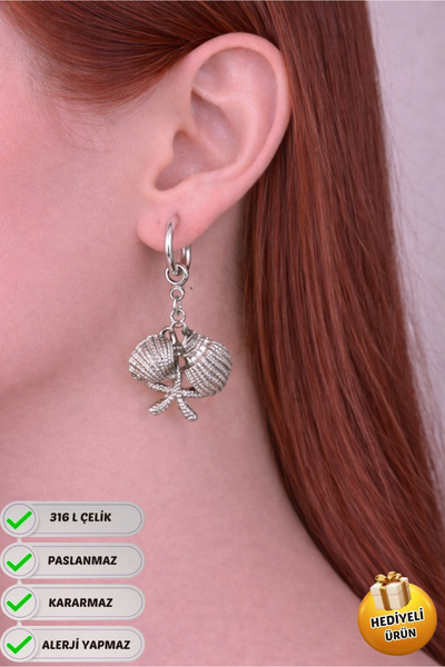 Piercing Market Steel & Silver Steel Special Design Dangle Gift Earrings for ...