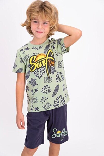 ROLY POLY طقم شورت برمودا بأكمام قصيرة للأولاد باللون الأخضر المائي من سيرف داي