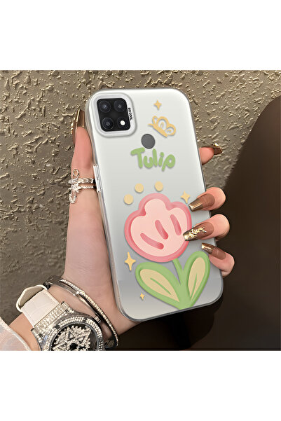 Hontinga حافظة هاتف OPPO A15 متوافقة مع نمط الزهور من السيليكون ذات حافة صلبة...