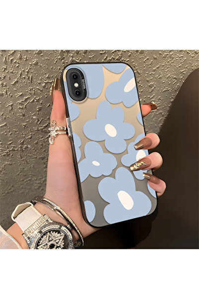 Hontinga iPhone X Compatible Silicone Edge Hard Back Anti-Fall Phone Case Blu...
