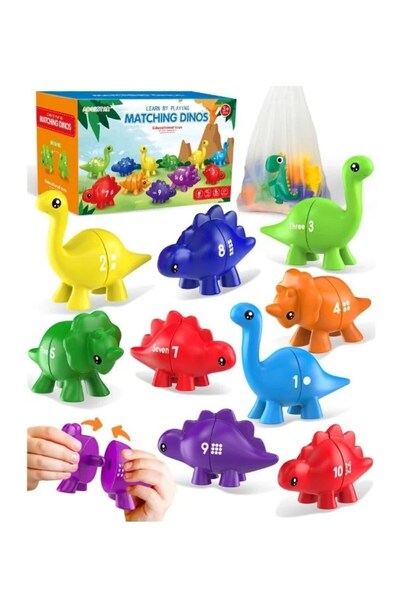 SARALMA Set educational interactiv cu dinozauri colorati pentru invatarea num...