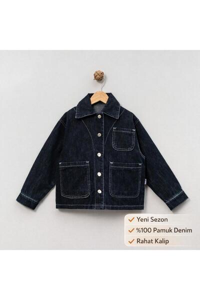 Overdo Çocuk Denim Ceket Unisex 5-8 Yaş Oversize Rahat Kalıp Yeni Sezon
