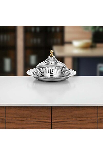 Almarjan Diwan Tray with Cover 30 cm Silver