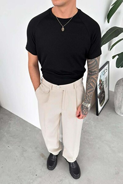 HAFKAGİYİM Μαύρο Πλεκτό Μπλουζάκι με Υφή Παρτίδων Υφάσματος