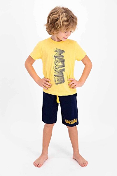 ROLY POLY طقم شورت برمودا بأكمام قصيرة باللون الأصفر للأولاد