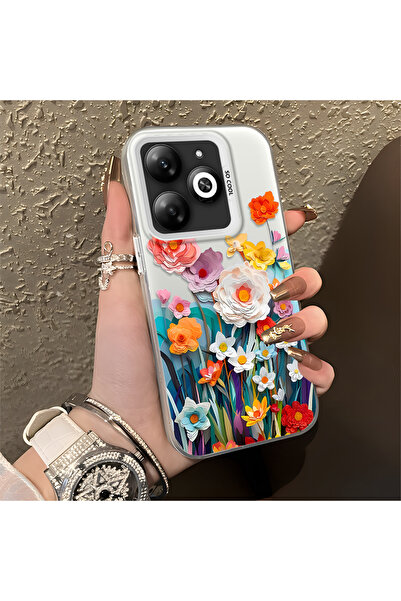 Hontinga حافظة هاتف Infinix Smart 8 Pro متوافقة مع حافة السيليكون الصلبة ومضا...