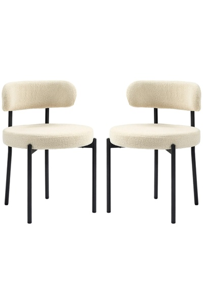 OEM Set de 2 fotolii cu spătar, poliester/spumă/oțel, negru/bej, 51 x 51 x 76 cm