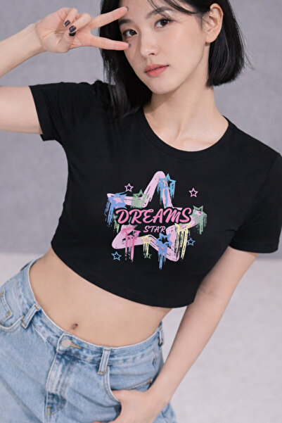 Velostra Women's Dream Star Printed Basic Daily Use Tee Crop