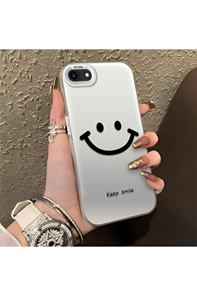 Hontinga iPhone 8 Compatible Silicone Edge Hard Back Anti-Fall Phone Case Smile