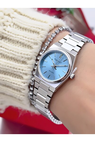 Ferrucci ساعة يد نسائية بسوار فولاذي وهيكل فولاذي، مقاومة للماء حتى 3 ATM، ضم...