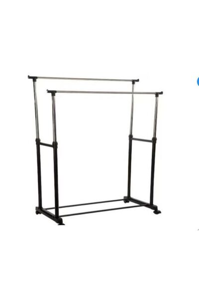 SimpluAcasa Telescopic and Mobile Double Clothes Stand with Stainless Steel B...