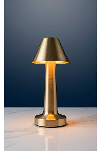 CUPPERA Modern Üçgen Mantar Masa Lambası, Şarjlı, Ledli, Dokunmatik, 3 Renk T...