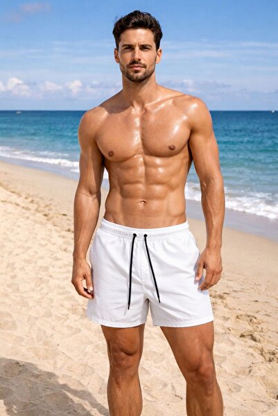 zs zaos fashion Erkek Basic Standart Boy Mayo Fermuarlı Cepli Deniz Şortu içi...