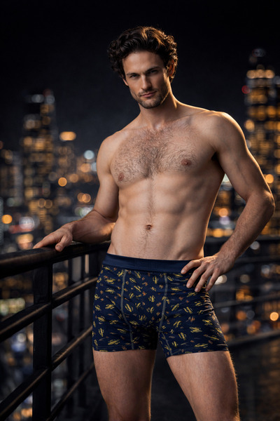 Mercan Cactus Patterned Boxer - Comfortable Cut, Non-Marking Elastic Waistband