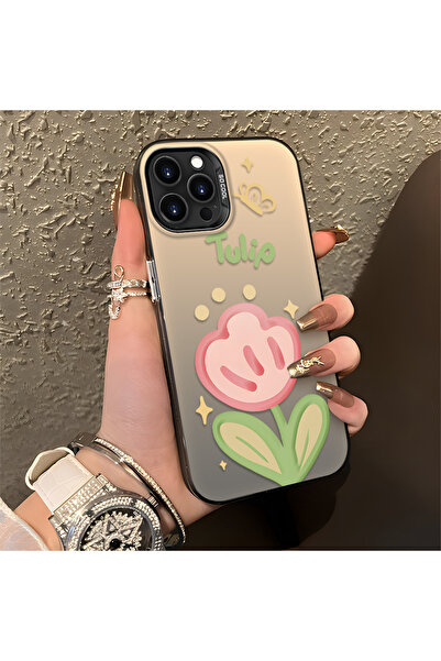 Hontinga iPhone 12 Pro Max Compatible Flower Pattern Silicone Edge Hard Back ...