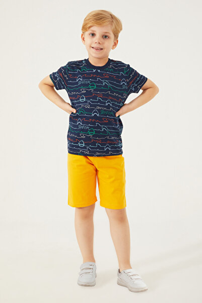 ROLY POLY بدلة برمودا للأولاد باللون الأزرق الداكن بنمط القرش من روليبولي