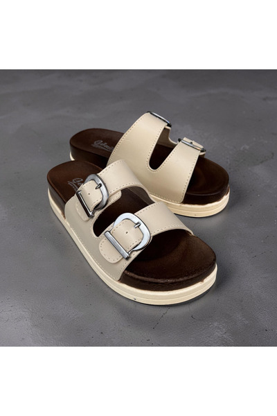 GÖNÜL شبشب نسائي مريح ذو نعل مريح وقابل للتعديل مع مشبك مزدوج