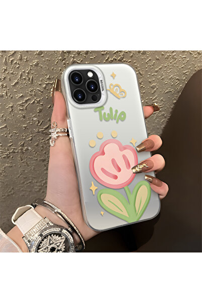 Hontinga iPhone 16 Pro Compatible Flower Pattern Silicone Edge Hard Back Anti...