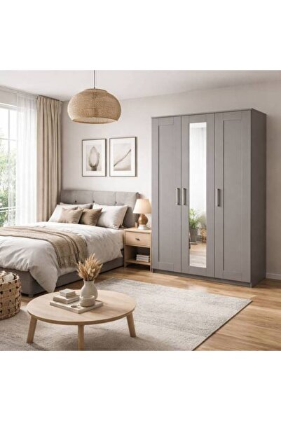 Al Saadah Home Quick Sale Wardrobe with 3 Doors, Gray, 117 x 190 cm