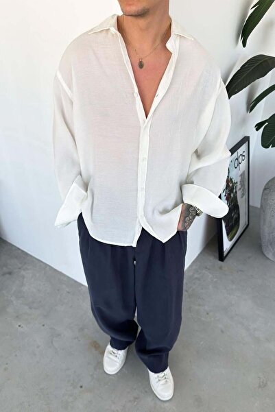 HAFKAGİYİM White Basic Oversize Modal Shirt