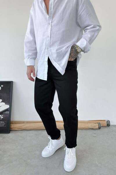 HAFKAGİYİM Black Basic Boyfriend Pants