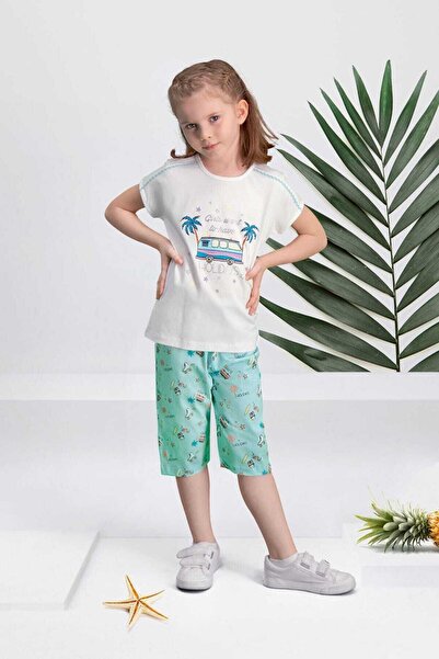 Arnetta Girl's Green Holidays Capri Top and Bottom Set
