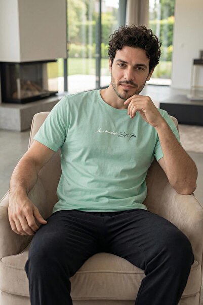Pijamaevi Urban Mint Baskılı Kısa Kollu Cotton Erkek Pijama Takımı