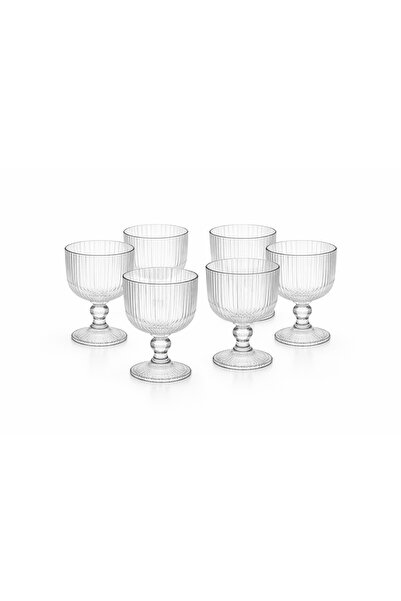 Stillo وعاء حلوى زجاجي بقاعدة زجاجية مكون من 6 قطع - طقم أكواب أنيق بنمط مخطط...