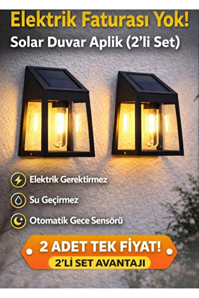 Home Wall Sconce 2-Piece Solar Wall Sconce Solar Powered Ip44 Waterproof Sens...