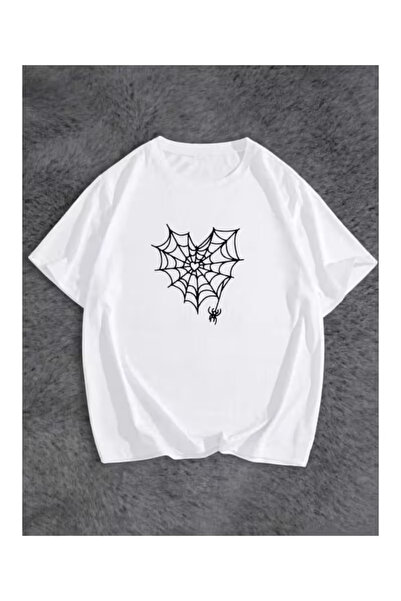 Unisex Ağ Baskılı Oversize T-shirt