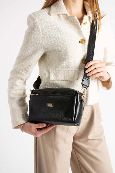 Sanmorris Women's 3-Compartment Faux Leather Wide Strap Medium Size Crossbody...