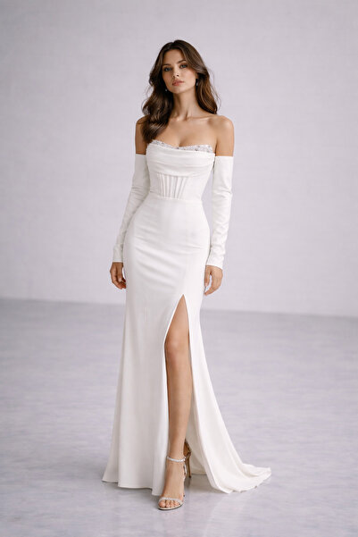 BETTY & SAM Sorento Beyaz Abiye Elbise