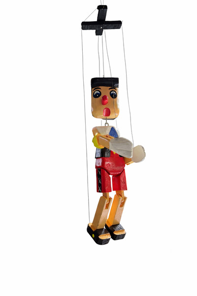 SultanofAura Ahşap Pinokyo Kukla 30 cm – İpli Asmalı Dekoratif Oyuncak & Hedi...