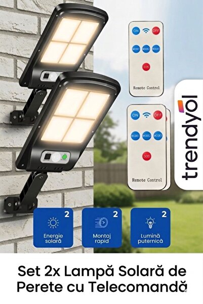 OEM Set of 2 Outdoor Solar Lamps 108 LED COB, Motion Sensor, Remote Control, ...