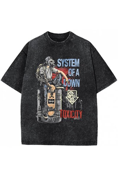 Touz Μπλουζάκι System Of A Down με στάμπα, unisex, πλενόμενο, vintage, oversized