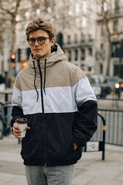 DAMGA JEANS Ανδρικό πολύχρωμο αδιάβροχο με λευκό φερμουάρ