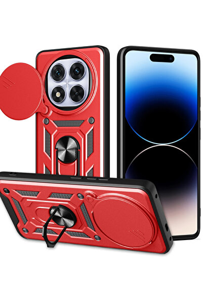 NewFace Nrzsnt Redmi Note 14 Plus Case Pars Lens Ringed Silicone (194345) - Red