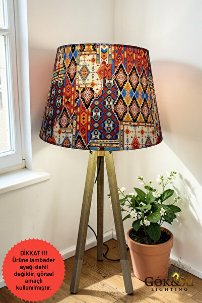 Göksu Lighting Kumaş Konik Lambader Şapkaları 40 cm Kolay Kurulum Dekoratif