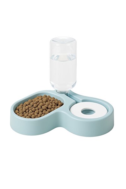 OEM Heart-shaped Double Pet Bowl, Easy to Use, Food and Water, Blue