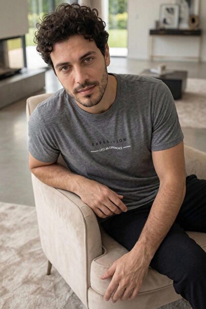 Pijamaevi Ανδρικό σετ πιτζάμες Urban Charcoal Lifes με στάμπα, κοντομάνικο, β...