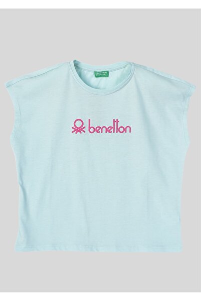 Benetton Μπλουζάκι με τυπωμένο λογότυπο United Colors of Girls σε ανοιχτό μπλ...