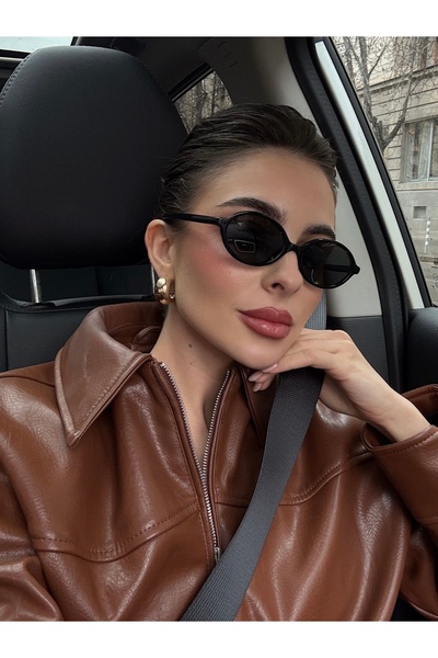 PİYESBOUTİQUE Black Round Oval Bone Glass Interchangeable Women Unisex Men Uv...