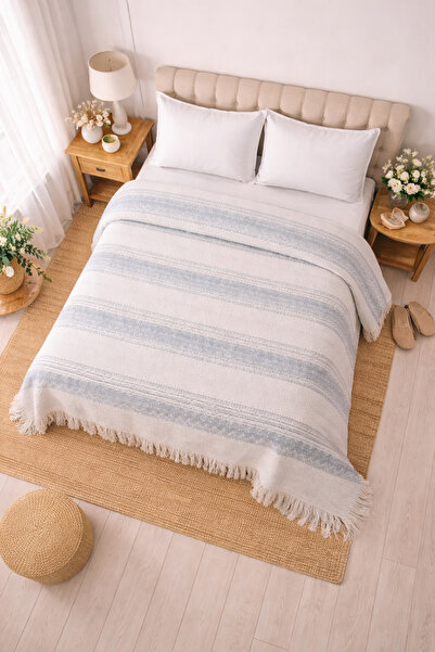 la lune home 200×230 قطن بيكيه أزرق مع صندوق