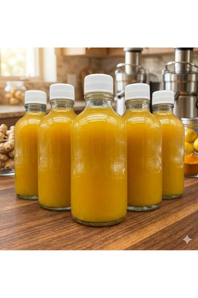 junibeliw 5Pcs 50ml Ginger Shot Bottle Glass Bottle with White Cap Cologne Fr...