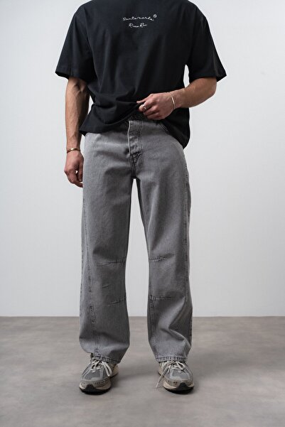 Respire Men's Baggy Jean with Stitching Detail in Gray