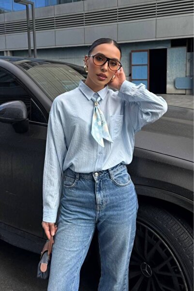 Varyete Women's Comfortable Fit Scarf Shirt