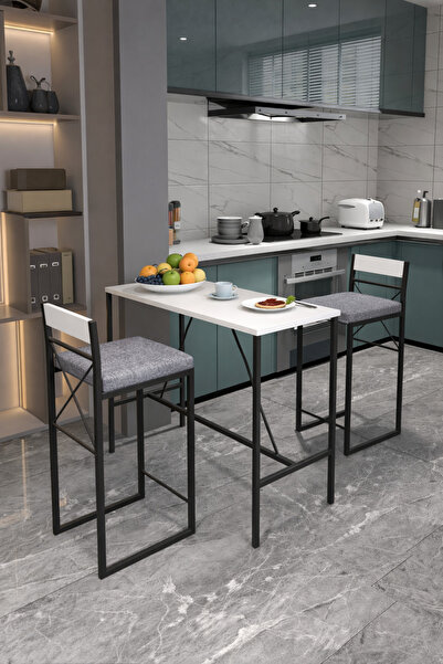 Retodesign Minderli Beyaz Good Bar Masa Takımı 2653