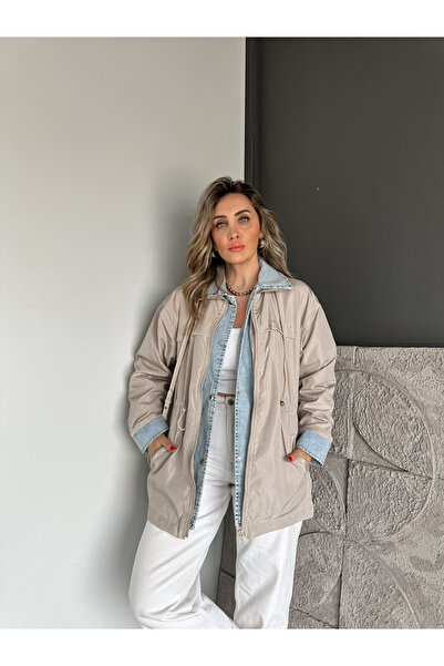 Zerrincan Giyim Taş Serpme Taşlı Kot Parçalı Ceket