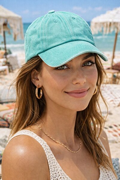 BALIENTE Șapcă ajustabilă vintage turcoaz pentru femei